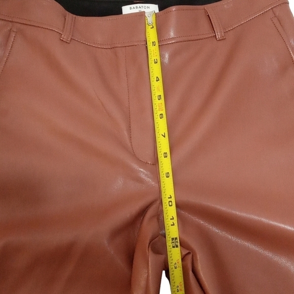 Aritzia Babaton Faux Leather High Waist Command Trousers Coffee Brown Size 10 - Picture 8 of 11